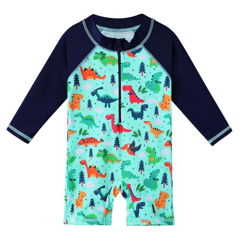 Cartoon Kids Swimwear Long Sleeve Baby Boy Swimwear One Piece Toddler Swimsuit -OS00085-Veeddydropshipping