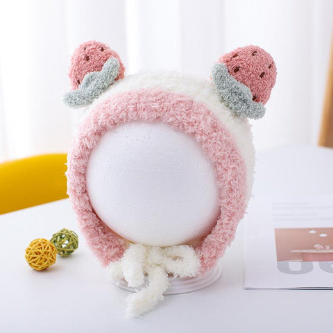 Winter Thicken Knit Plush Warm Newborn Hat Bonnet Cute Cartoon Fruit Bear-TB00741-Veeddydropshipping