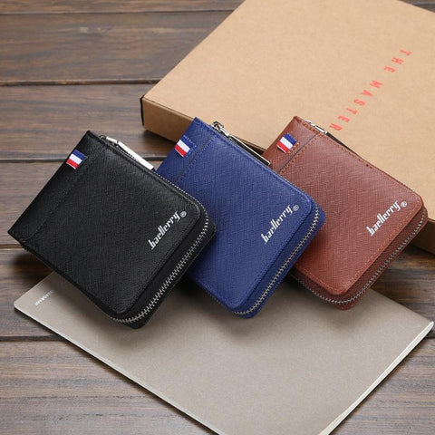 Small Multifunctional Hand Card Holder PU Business Zipper Purse-BS00182-Veeddydropshipping