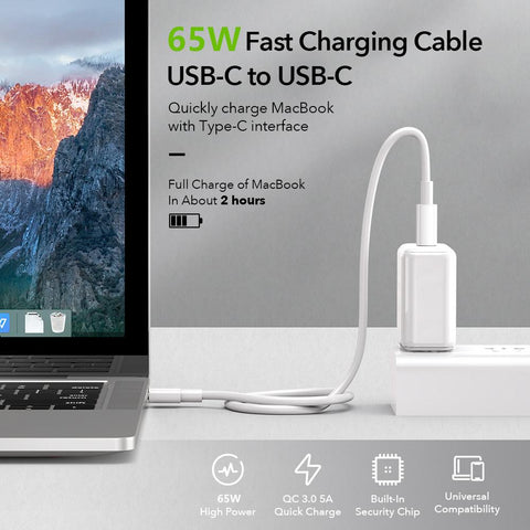 65W USB C to USB C Cable Fast Charging For Laptop Computer Mobile Phone Cord-PA01032-Veeddydropshipping