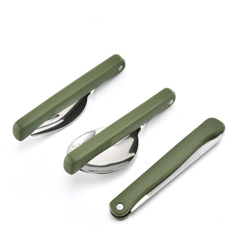 Cutlery Set Fork Knife With Army Green Pouch Survival-OS01322-Veeddydropshipping