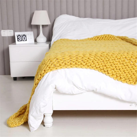 Soft Handmade Weaving Thick Yarn Blanket-HA00447-Veeddydropshipping
