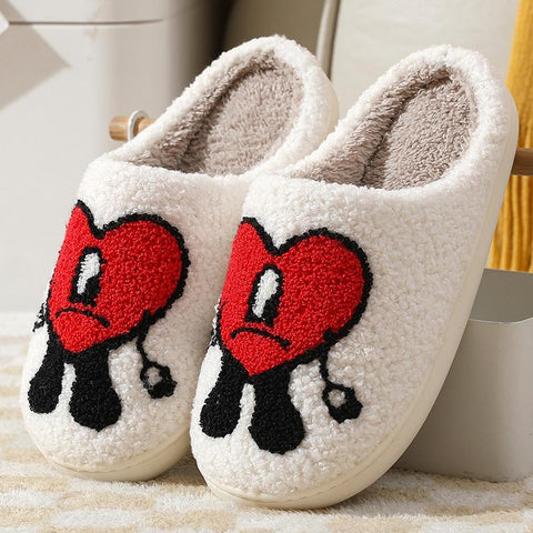 House Couples Men Fluffy Slides Cartoon Embroidery-BS01224-Veeddydropshipping