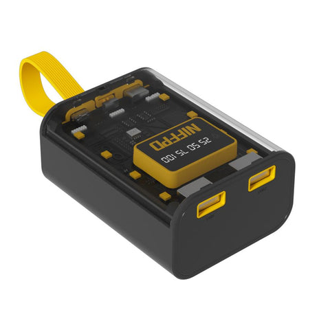 10000mAh Transparent Tech Style Super Fast Charge Power Bank 2 USB Built-in 3 Cables-PA00083-Veeddydropshipping