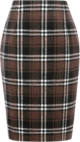 Slim Plaid Skirts for Women High Waist-WF00644-Veeddydropshipping