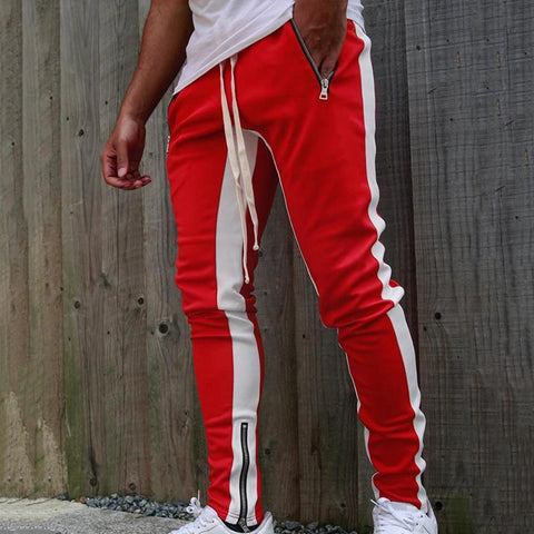 Bodybuilding Gym Long Sweatpants Contrast Colors Elastic-MF00438-Veeddydropshipping