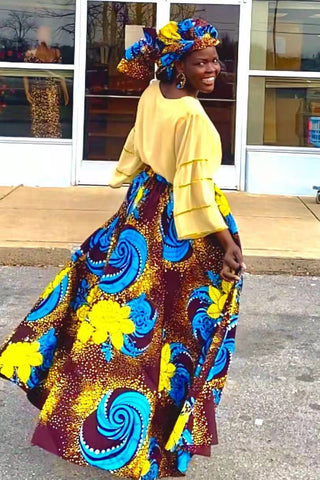 African High Waist Clothing Ankara Long Skirt-WF01661-Veeddydropshipping