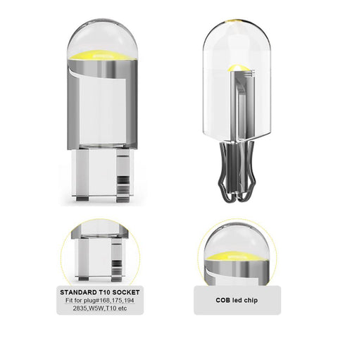 10X New W5W LED Canbus T10 Car Lights COB Glass Interior Parts-AM00034-Veeddydropshipping