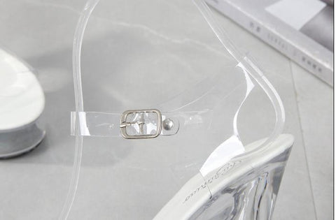 Heels 15CM Stiletto Waterproof Platform Sandals Transparent-BS00857-Veeddydropshipping