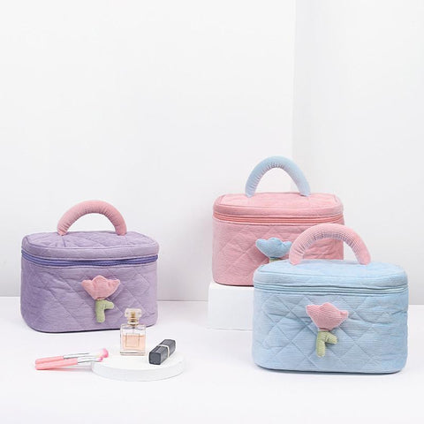 Bag Set Zipper Large Soft Corduroy Cosmetic Bag Female Travel-BS00546-Veeddydropshipping
