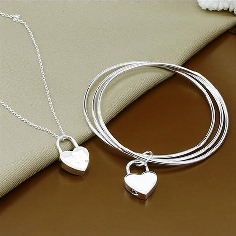 925 Sterling Silver Snake Chain Jewelry Sets Necklace Earrings Sets- JW00267-Veeddydropshipping