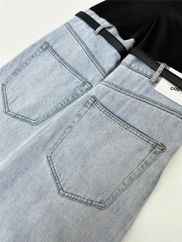 Women High Waist Wide Leg Jeans Elastic Waist-WF00375-Veeddydropshipping