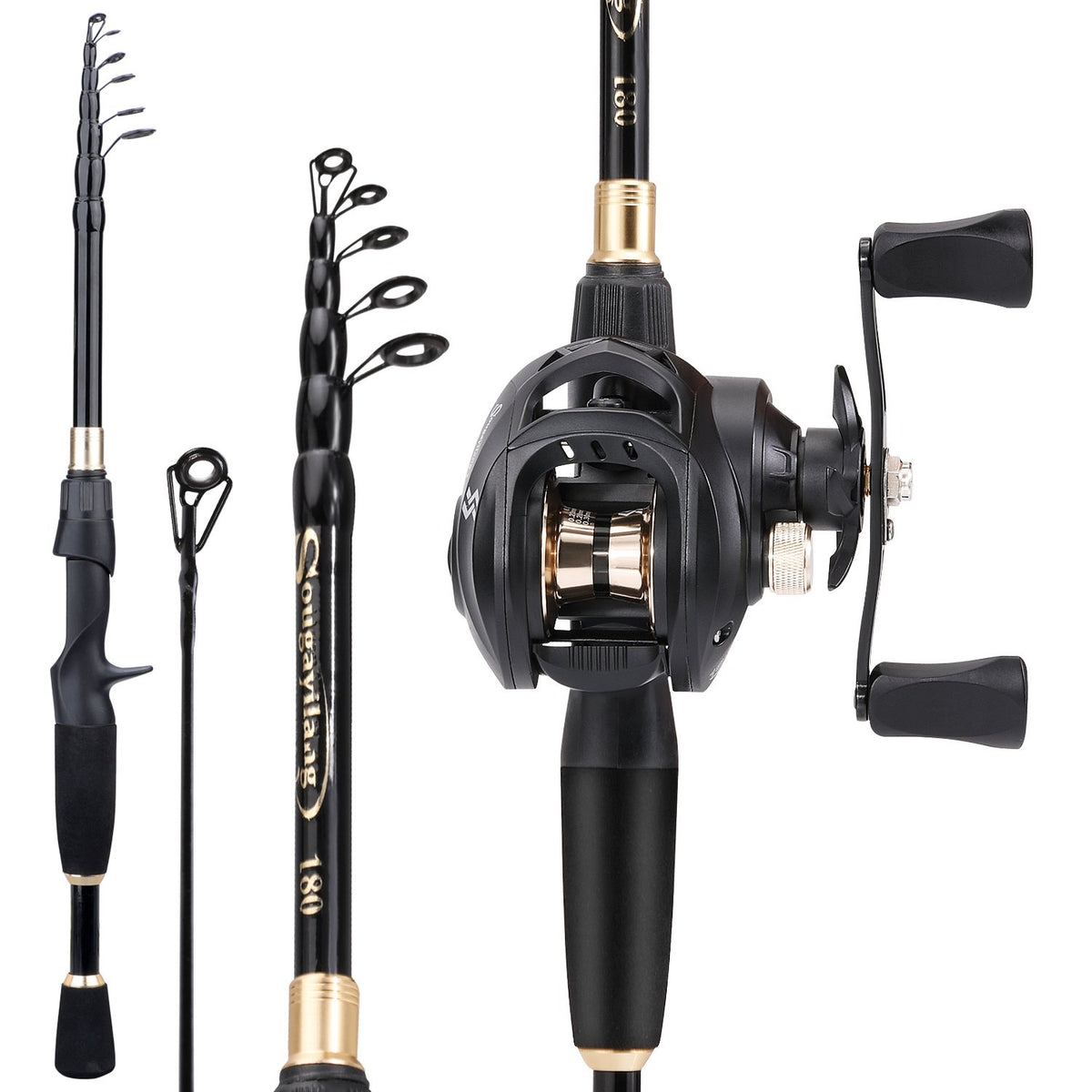 Casting Fishing Rod and Reel Combo 1.8-2.4m Carbon Fiber Fishing Rod and 8.1:1 Gear-OS00414-Veeddydropshipping