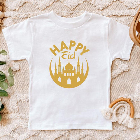 Happy Eid Print Children&#39;s Clothes Summer Boys Girls T-shirt Eid Mubarak-TB00944-Veeddydropshipping