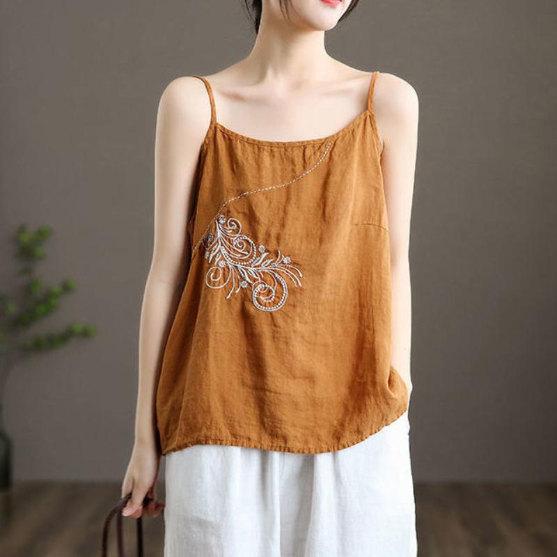 Women Fashion Camisole Linen Spaghetti Strap Tank Tops-Veeddydropshipping