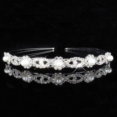 Bridal Princess Tiara Crown Elegant Hairband Pearl Crystal  -JW00537-Veeddydropshipping