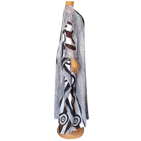 Abayas Women Geometric Print Maxi Dress-WF01538-Veeddydropshipping