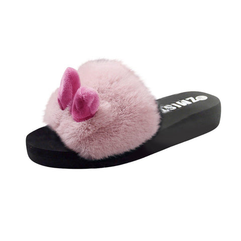 Slippers Women Slip-on Open Toe Flat Warm Winter Slipper-BS01110-Veeddydropshipping