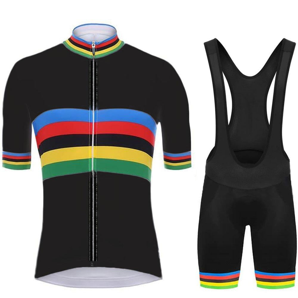 Black 2020 World Champion Cycling Jersey Set Pro Cycling Clothing Men Race Road -OS00459-Veeddydropshipping