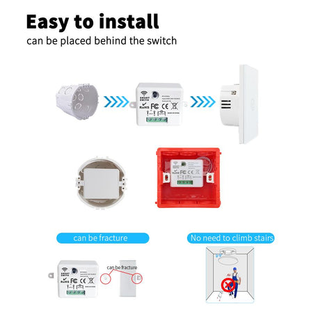 SIXWGH Smart Wireless Switch RF433Mhz Self-Powered Push Button Wall-TI01136-Veeddydropshipping