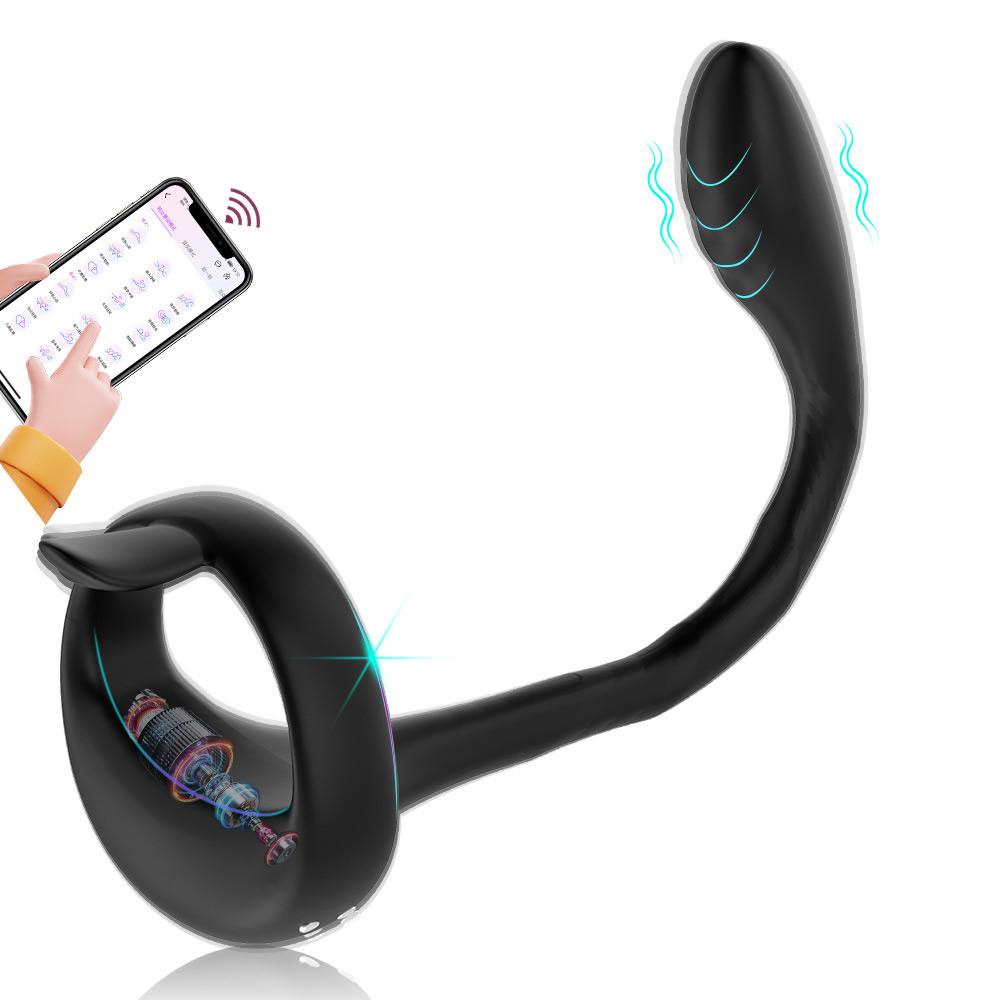 Cock Vibrator Male Prostate Massager Testicle Penis Ring Anal Butt Plug -BH01219-Veeddydropshipping