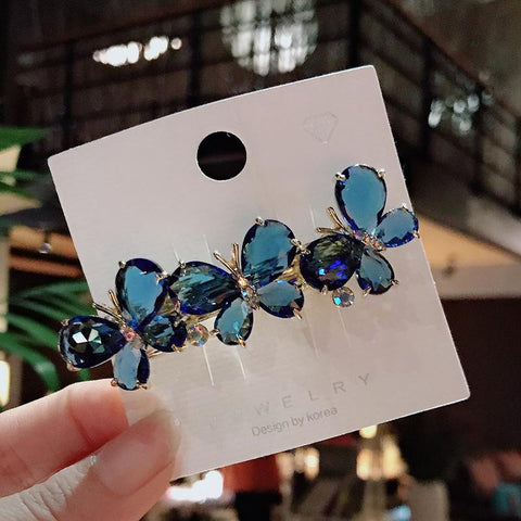 Korean Purple Crystal Butterfly Hair Jewelry -JW00539-Veeddydropshipping
