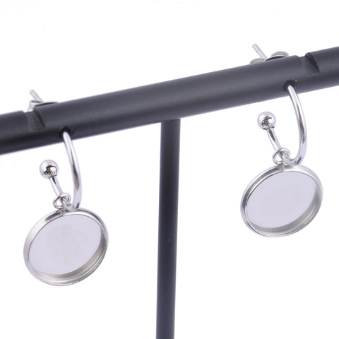 Steel Earring  Dangle Base Blanks 12 MM Cabochon  Diy -JW01621-Veeddydropshipping