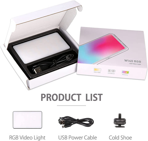W140 LED RGB Video Light 0-360° Full Color 2500 to 9000K 8W 3100mAh Photography -CE00327-Veeddydropshipping