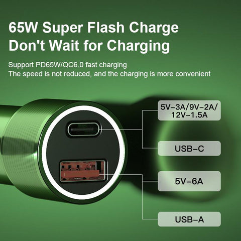 Nohon 65W Car Charger USB Type C Dual Port PD QC Fast Charging-PA01142-Veeddydropshipping
