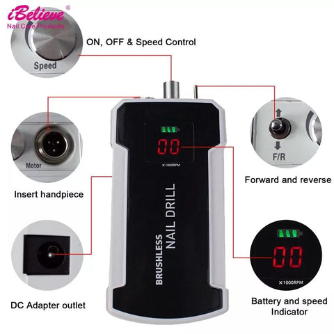 Machine Rechargeable Pedicure Set with Ceramic Drill bits Tools-BH01067-Veeddydropshipping