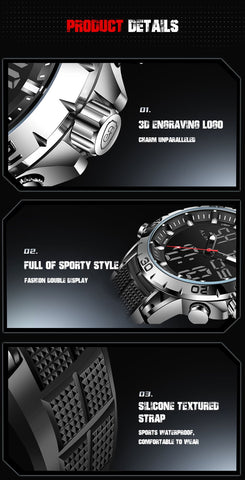 Sport Mens Watches Luxury Dual Display Quartz Watch-JW00763-Veeddydropshipping