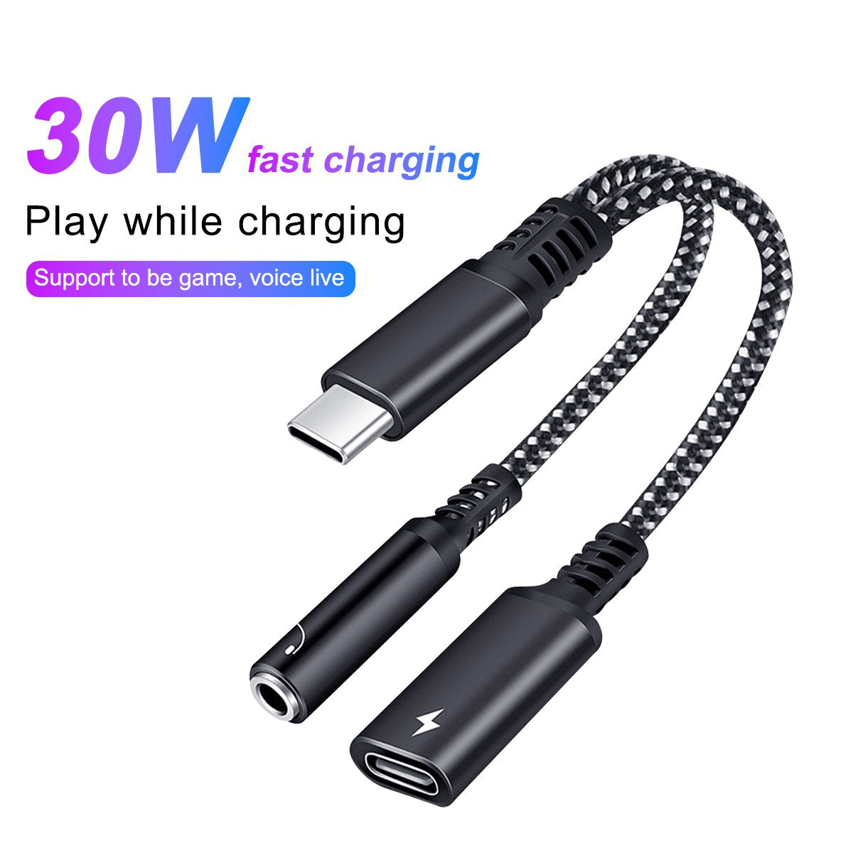 2 In 1 USB C To 3.5mm Headphone Jack Type C Charge Adapter-Veeddydropshipping