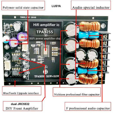 DLHiFi 2023 Upgraded version TPA3255 2.0 DC19-40V PBTL 600W 315W -CE00944-Veeddydropshipping