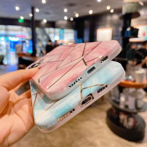 Geometry Marble Soft TPU Case Cover For iPhone 13 12 Pro Max 11 XS XR X 8 7 Plus-PA00123-Veeddydropshipping