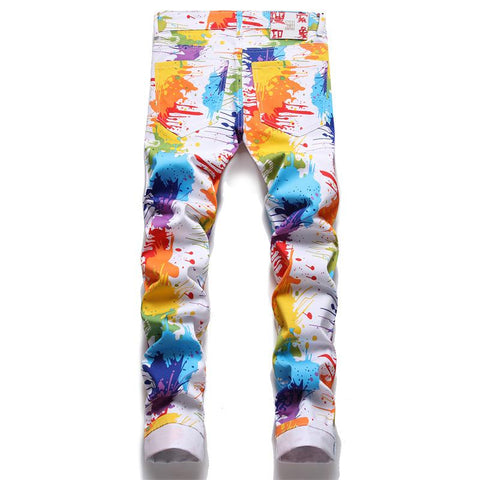 Spring Print Brand Jeans Men&#39;s Straight Moto-MF00559-Veeddydropshipping