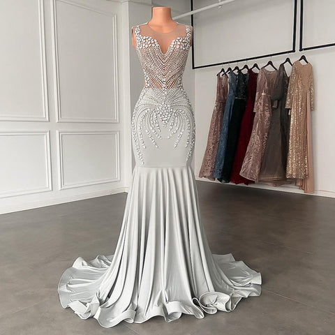 Mermaid Style Spandex Long Prom Dresses-WF01627-Veeddydropshipping
