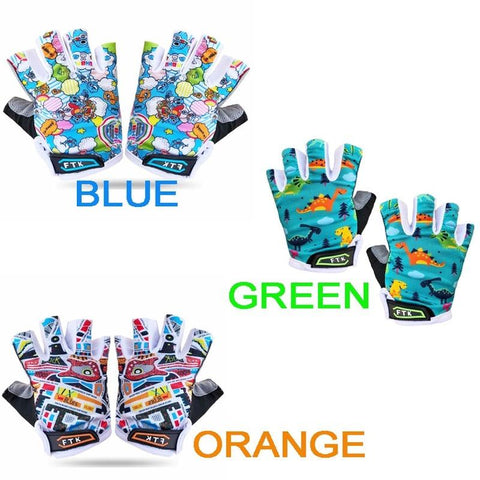 New Colorful Breathable Kids Half Finger Gel Biking Gloves Cycling Fingerless Glove Pair -OS01110-Veeddydropshipping
