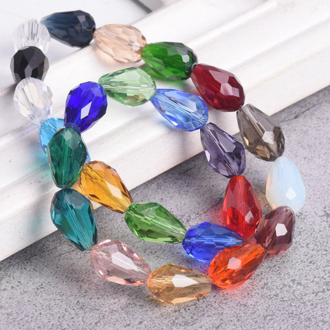 Pear Shape Faceted Crystal Glass Crafts Beads for Jewelry Making DIY-JW01640-Veeddydropshipping