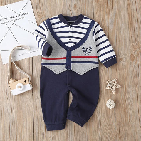 Newborn Baby Boy Girl Romper 2021 Fall Long Sleeves Bowtie-Veeddydropshipping-5