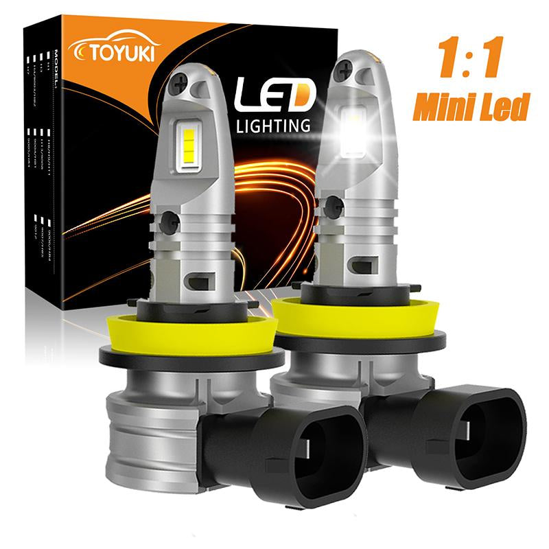 TOYUKI 2Pcs H11 H8 H9 Mini Led Headlight Bulb 1:1 Size Fanless Csp-AM00005-Veeddydropshipping