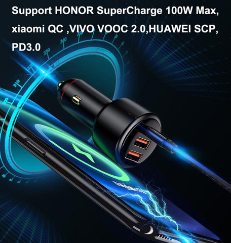 200W USB PD 36W Car Charger 3port Super Fast Charger2.0 100W 65W SuperCharge-PA00059-Veeddydropshipping