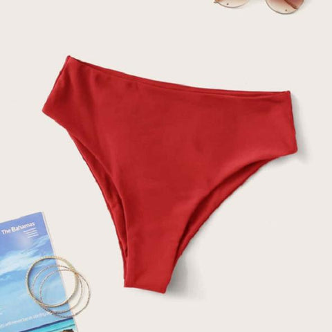 Fashion Women&#39;s Ruched Swim Bottoms High Waist Cheeky Swimsuit -OS00103-Veeddydropshipping