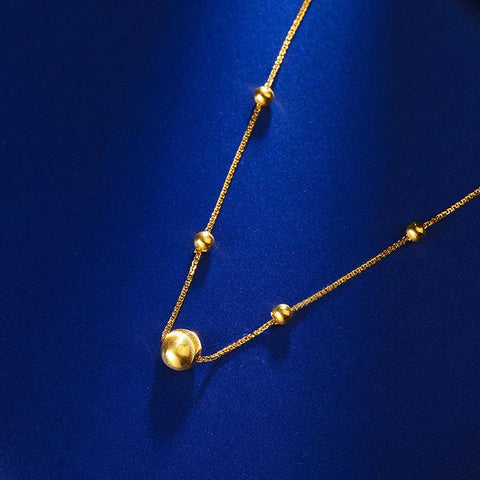 Real 18k Gold Bead Necklaces Gold Chopin Clavicle Chain Classic -JW00088- Veeddydropshipping