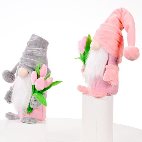 Faceless Gnome Doll Holding Tulip Bouquet-HA00761-Veeddydropshipping