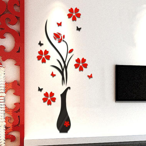 DIY Vase Flower Crystal Arcylic 3D Wall Stickers-HA00248-Veeddydropshipping