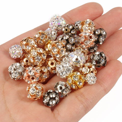 Rhinestone Ball Shape Loose Beads Metal Crystal Beads for Jewelry-JW01472-Veeddydropshipping
