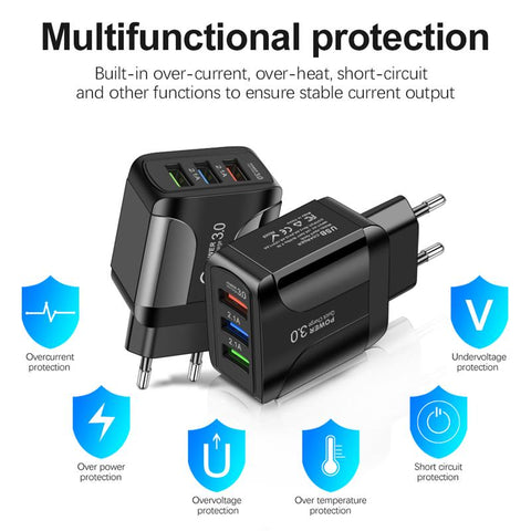 Quick Charge 3.0 For iPhone 14 Pro Max Charger 3 USB Charger Fast Charging-PA00052-Veeddydropshipping