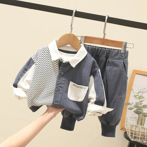 Autumn spring  2pcs Children striped Coat Long Sleeve Boy Baby Sets-TB01218-Veeddydropshipping
