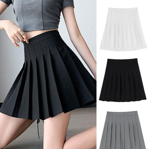 New Pleated Skirt Skirt High Waist Slim A-line Student Skirt-WF00089-Veeddydropshipping