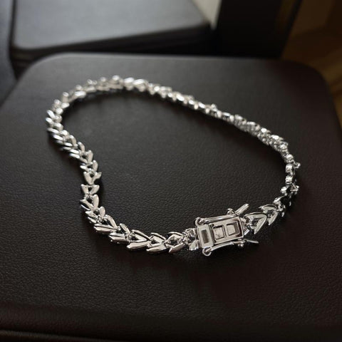925 Sterling Silver Sparkling Carbon Diamond Ears Bracelet -JW00910-Veeddydropshipping